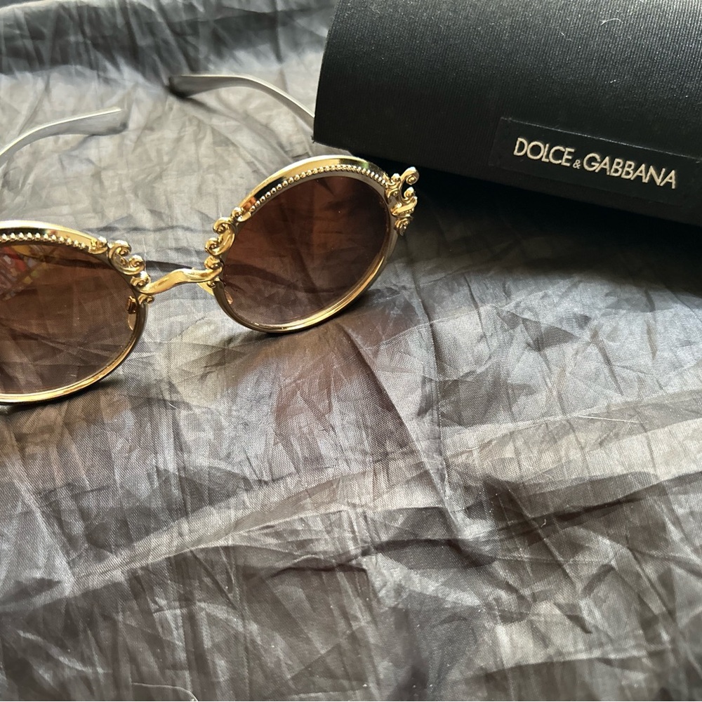 Dolce & Gabbana Gold and Brown Sunglasses